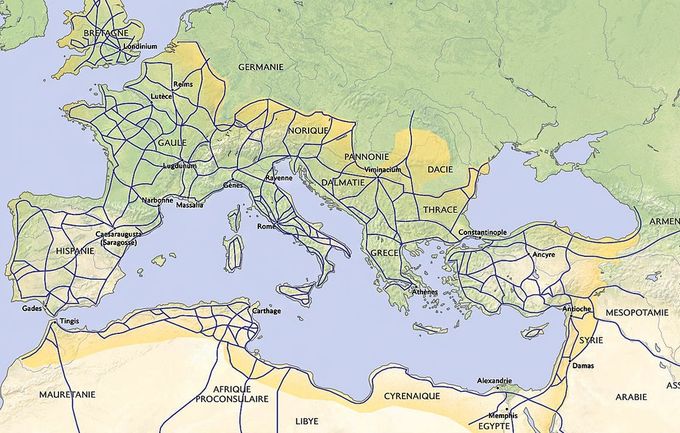 Fig. 2 Le strade di comunicazione dell'impero romano