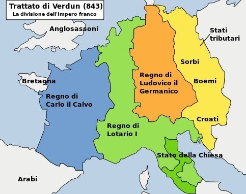 Fig. 1 L'Europa del trattato di Verdun