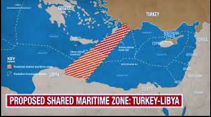 le acque autoassegnatesi nell'accordo Libia Turchia
